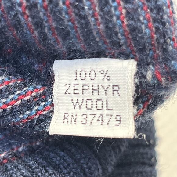 Vintage St Croix Sweater Mens Large Blue Red Wool V Neck Abstract Geometric 90s - Picture 4 of 8